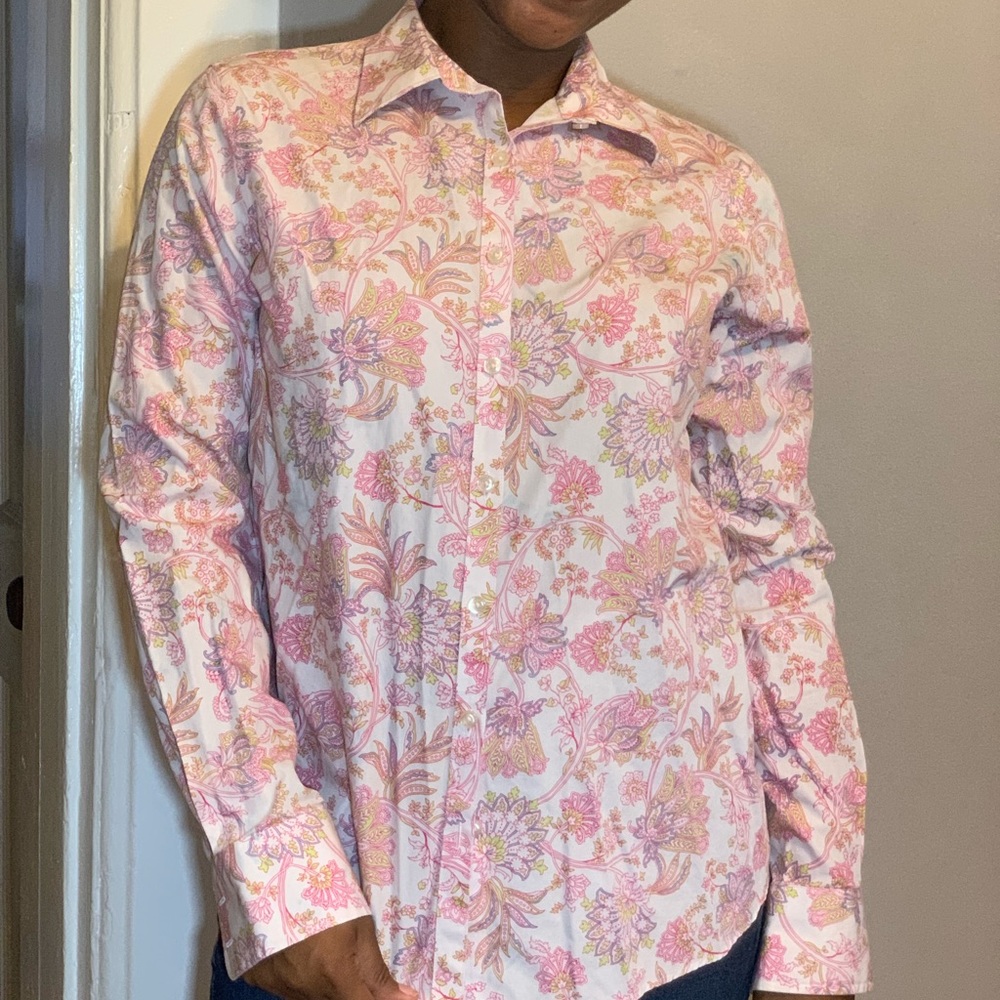 Pink paisley button up